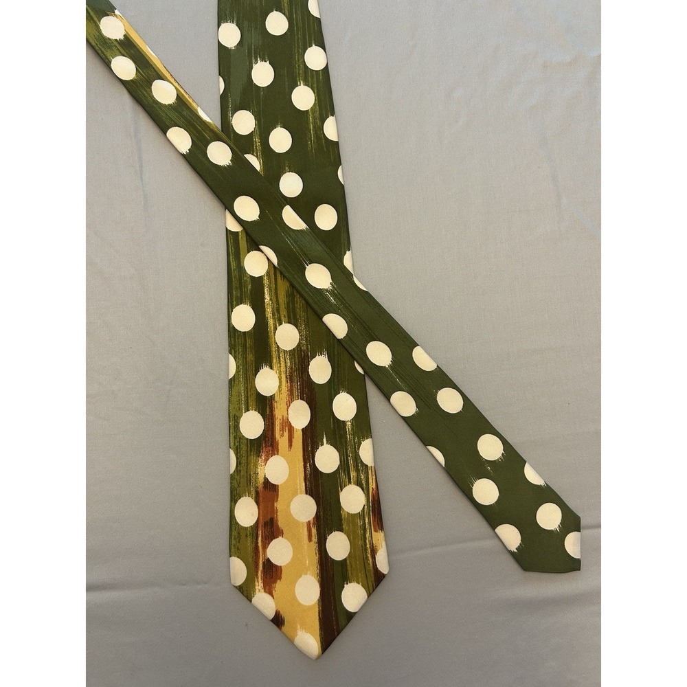 Boss Hugo Boss Men's Tie Green/White/Yellow Striped Silk Made in Italy